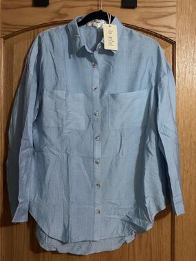 LA MIEL Light Blue Casual Button-Down Shirt or swim cover